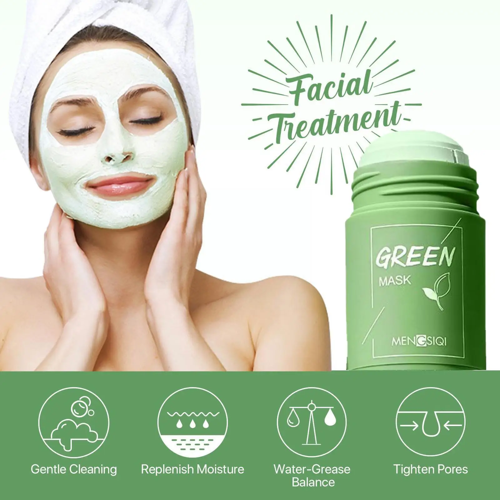 Green Tea Mask: Moisturizing Deep Cleansing Mud Stick for Oily Pores, Exfoliation, and Blackhead Removal Cream